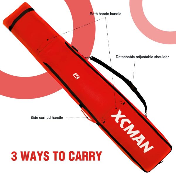 XCMAN Padded Snowboard Wheels Bag with TSA Lock,Perfect for Road Trips and Air Plane Travel, Adjustable Lenght 57inch to 74.8inch, Fits 2 pair Skis or Snowboards - Image 6