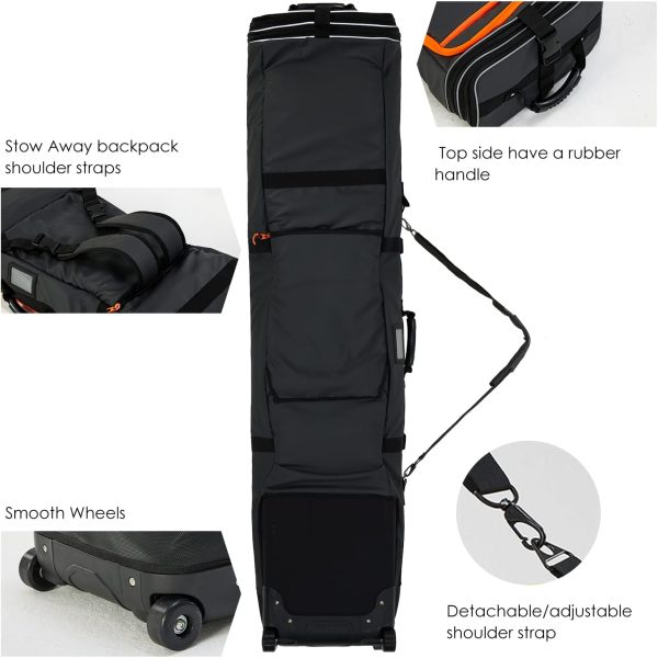 XCMAN Roller Snowboard Bag With Wheels 63-75Inch Adjustable Length Padded Bag for Air Travel Snowboard Boots - Image 5