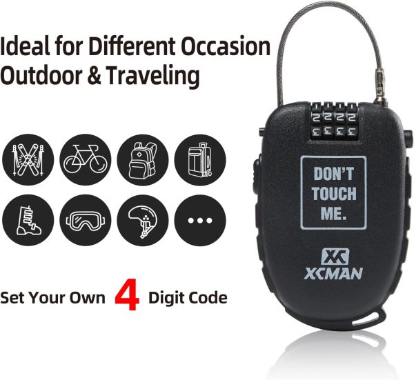 XCMAN Snowboard Lock with 30inch Ski Lock, Ski Locks Cable Retractable, Snowboard Lock Cable,Bike Locks and Suitcases,Secure 4-Digit - Image 4
