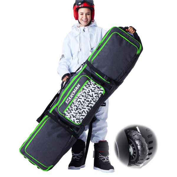 XCMAN Padded Snowboard Bag with Wheels, Extendable Roller Ski Bag for Air Traveling Adjustable Length - Extra Long/Wide/Deep,Waterproof - with Protection Ribs - Image 7
