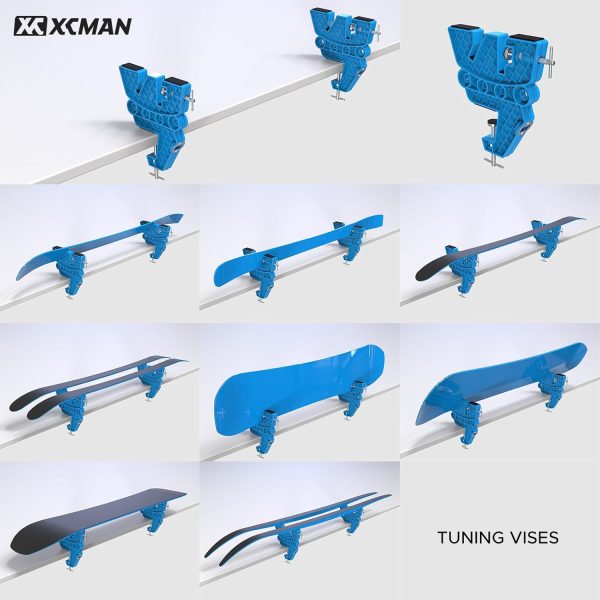 XCMAN Ski Snowboard Vise for Tuning,Waxing and Repair,Set of Non-Slip Vice Grips with Horizontal and Vertical and Tilt Working Positions,Rubber Ski Brake Retainers,Pair - Image 2