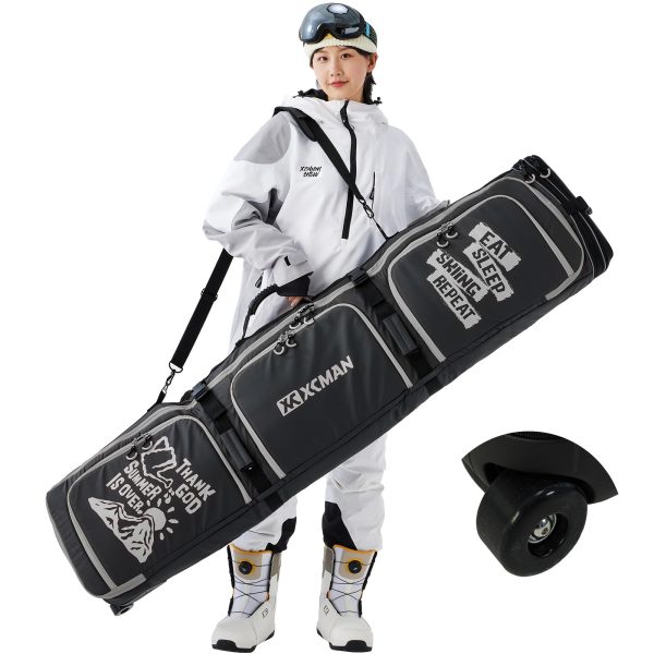 XCMAN Roller Snowboard Bag With Wheels 63-75Inch Adjustable Length Padded Bag for Air Travel Snowboard Boots - Image 13