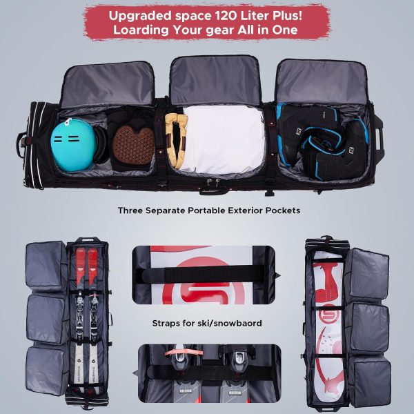 XCMAN Padded Snowboard Bag with Wheels- Snow Ski Bags for Air Travel Adjustable Length 61-70In Large Capacity with Water-Resistant - Image 7