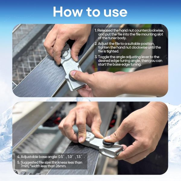 XCMAN SKi Snowboard Multi-Angle Base Edge Tuner, Edge Tuner Sharpener(0.5-1.5 Degrees), Aluminum Body Base Edge File Guide - Image 6