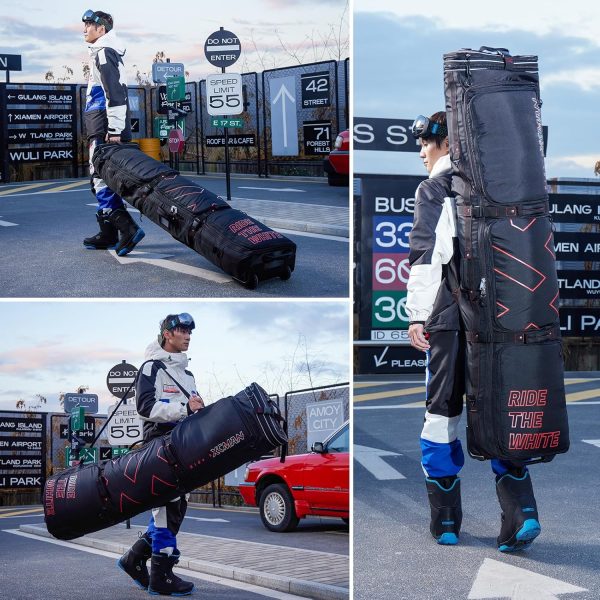 XCMAN Padded Snowboard Bag with Wheels- Snow Ski Bags for Air Travel Adjustable Length 61-70In Large Capacity with Water-Resistant - Image 6