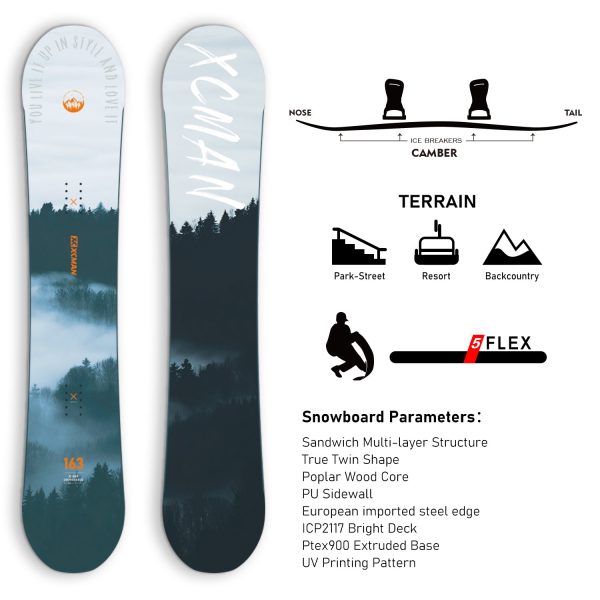 XCMAN All Mountain Snowboard ‌Cloudy forest - Image 4